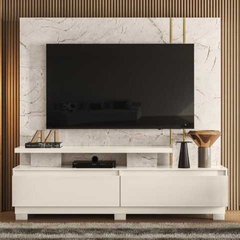 Estante Home Theater para Tvs até 75 Polegadas New Apolo - Calacata/off White