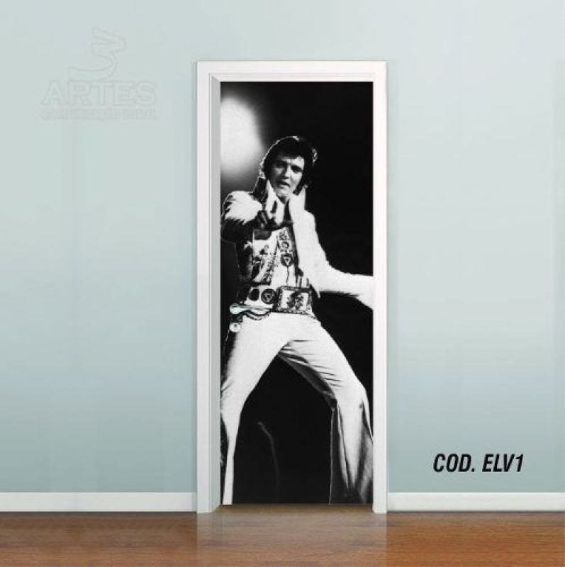 Adesivo de Porta Elvis Presley - Rei Rock #01 - 0,70x2,10M - 1