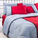 Ver imagem 4 de Enxoval Edredom + Jogo de Cama Queen Aconchego Premium 06 Peças Vermelho- Cinza