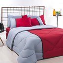 Ver imagem 1 de Enxoval Edredom + Jogo de Cama Queen Aconchego Premium 06 Peças Vermelho- Cinza