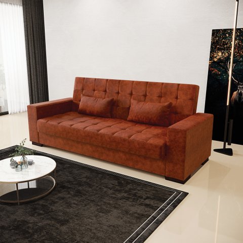 Sofá Cama 02 lugares Lisboa Corano Pés de Madeira - D’Rossi - Nozes