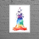 Ver imagem 1 de Quadro Decorativo Yoga Aquarela 45x34cm - com vidro:Madeira branca