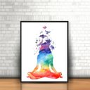 Ver imagem 2 de Quadro Decorativo Yoga Aquarela 45x34cm - com vidro:Madeira branca