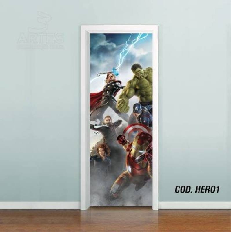 Adesivo De Porta Os Vingadores Avengers - 0,80x2,10m - 1