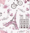 Ver imagem 2 de Papel de Parede Infantil Paris com Fundo Rosa Claro Lambretas e Flores