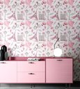 Ver imagem 3 de Papel de Parede Infantil Paris com Fundo Rosa Claro Lambretas e Flores