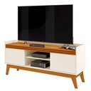 Ver imagem 4 de Conjunto Buffet 4 Portas e Rack para Tv 50 Polegadas Ripado 136cm - Vianossa - Off White/cedro