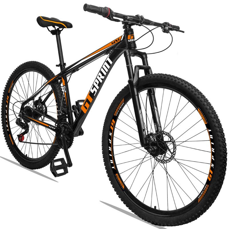 Bicicleta Aro 29 GT SPRINT Alumínio 21v Freio a Disco Preto Laranja Dropp 15 - 2