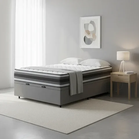 Cama Box Baú com Colchão de Espuma D45 Double Face Territory Hellen Casal 138cm