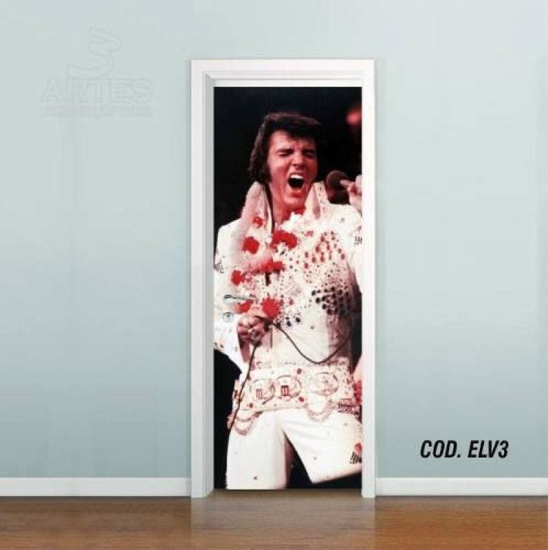 Adesivo De Porta Elvis Presley - Rei Rock #03 - 1,00x2,10m - 1
