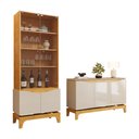Ver imagem 4 de Kit com Cristaleira 2 Portas de Vidro e Buffet Joile Pés Efeito Flutuante Cedro Off White DJ Móveis