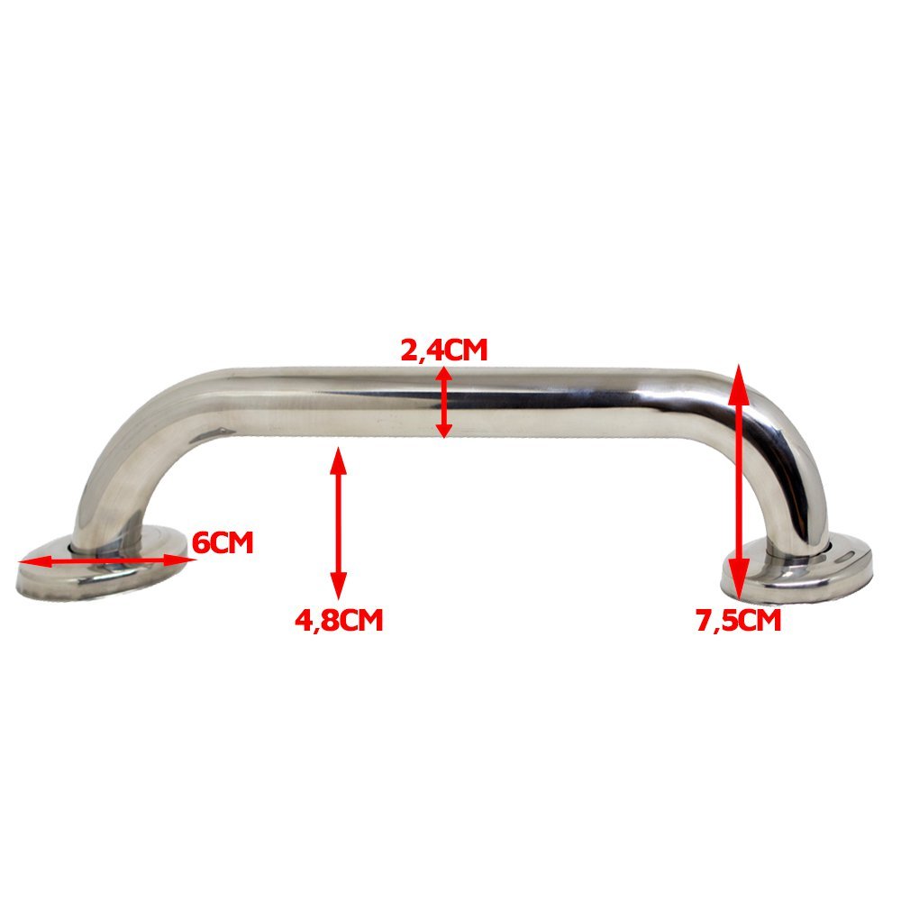 KIT 2 ALÇA / BARRA DE APOIO / SUPORTE PARA PAREDE INOX 40CM - 2