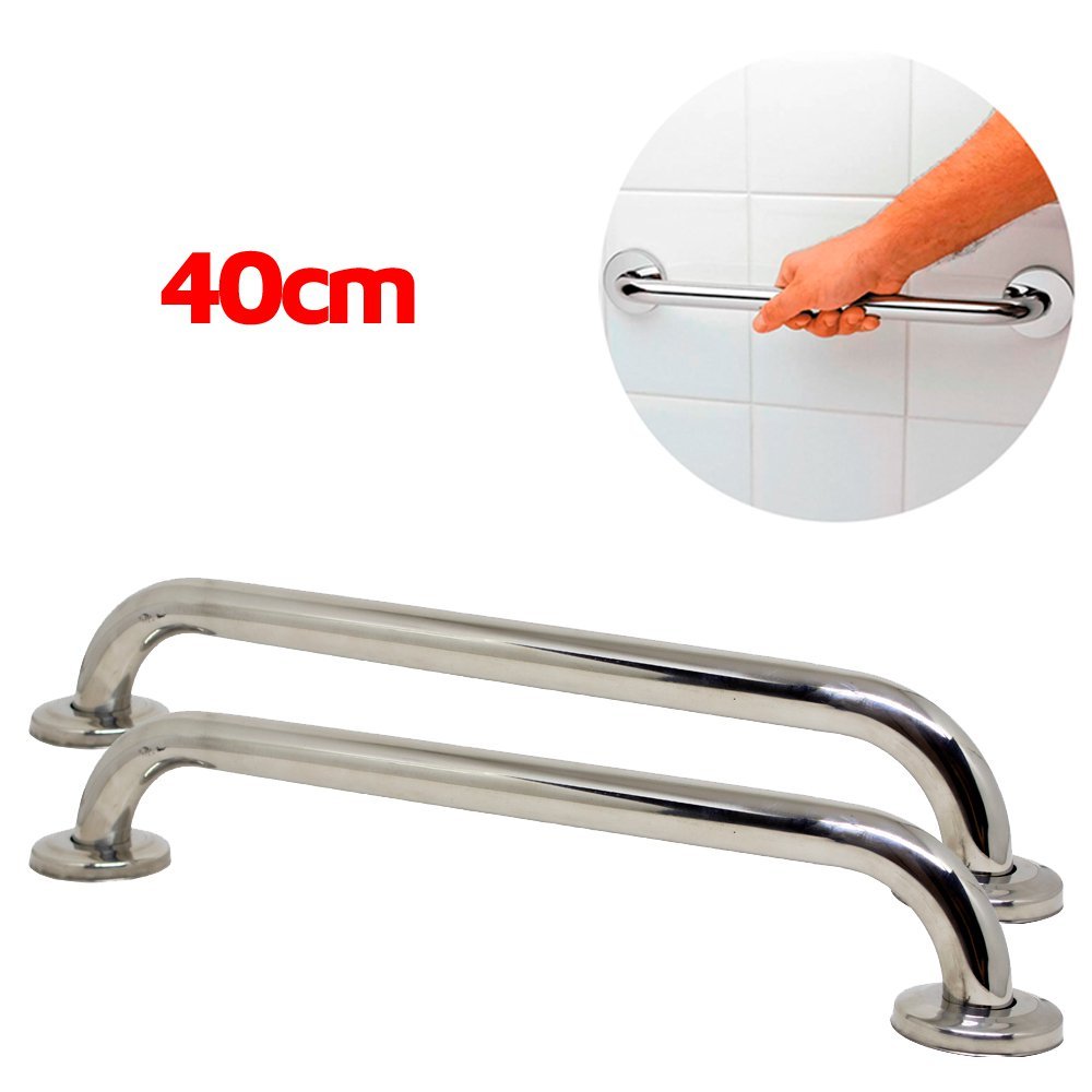 KIT 2 ALÇA / BARRA DE APOIO / SUPORTE PARA PAREDE INOX 40CM - 4