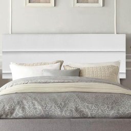 Painel Suspenso Turim 140cm Casal Quarto Luxo Cama Box Suede Branco - D House Decor - 1