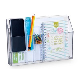 Suporte Organizador de Escritório com Divisórias Porta Canetas e Acessórios Cristal