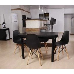 Kit Mesa de Jantar França 110x80 Preta + 4 Cadeiras Charles Eames - 1