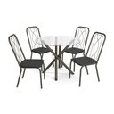 Ver imagem 2 de Kit Conjunto Mesa Redonda 4 Cadeiras 95 X 95 Cm Sala de Jantar Cozinha Vidro Metal Bronze Preto