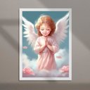 Ver imagem 2 de Quadro Infantil Anjinha Rezando 33x24cm:moldura Branca