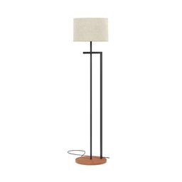 Luminária Abajur de Chão Salone Aço Carbono Preto com Cúpula Palha D´fatto 33 - 3