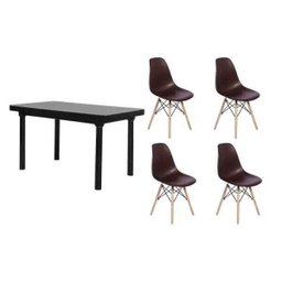 Kit Mesa de Jantar França 110x80 Preta + 4 Cadeiras Charles Eames - 1