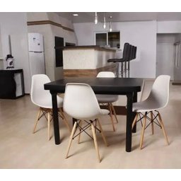 Kit Mesa de Jantar França 110x80 Preta + 4 Cadeiras Charles Eames - 1