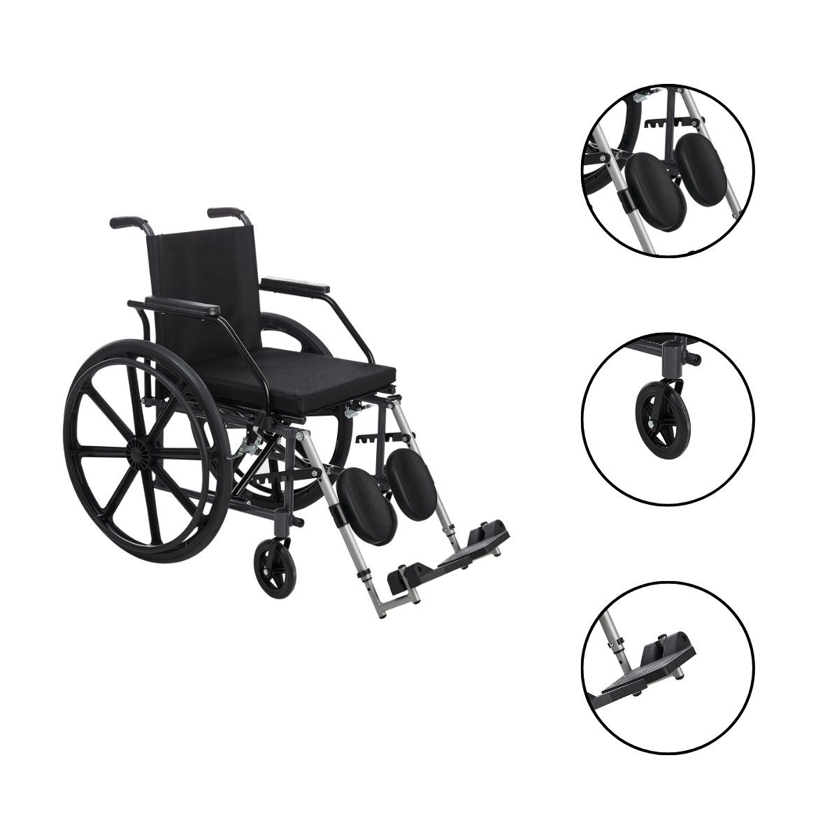 Cadeira de Rodas Prática 44cm 100kg com Elevação Prolife - 2