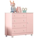 Ver imagem 5 de Cômoda Sapateira Infantil 1 Porta 4 Gavetas C/ Pés Doce Mel Rosa