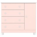Ver imagem 1 de Cômoda Sapateira Infantil 1 Porta 4 Gavetas C/ Pés Doce Mel Rosa