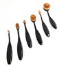 Pincel Maquiagem Profissional Oval Kit 6 Peças Escova Flexivel Creme Contorno Base Liquidos Corretiv - 5