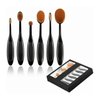 Pincel Maquiagem Profissional Oval Kit 6 Peças Escova Flexivel Creme Contorno Base Liquidos Corretiv - 1
