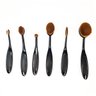 Pincel Maquiagem Profissional Oval Kit 6 Peças Escova Flexivel Creme Contorno Base Liquidos Corretiv - 2