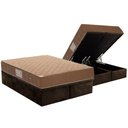 Ver imagem 1 de Cama Box Baú Queen: Colchão Molas Bonnel Ortobom Nanolastic Orthotel + Base Crc Suede Brown (