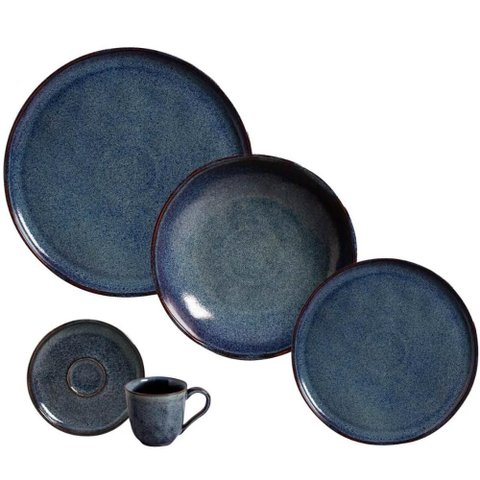 Aparelho de Jantar 30 Peças Cerâmica Porto Brasil Bio Titanium Jogo Mesa Posta