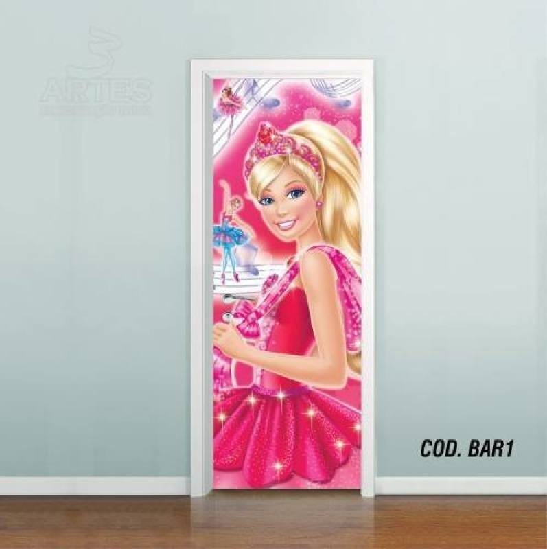 Adesivo De Porta Barbie Sapatilhas Magica #01 - 1,00x2,10m - 1