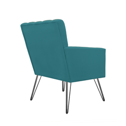 Poltrona Estofada para Quarto Closet com Pés de Ferro Cecília Suede Azul Turquesa - Incasa Decor - 3