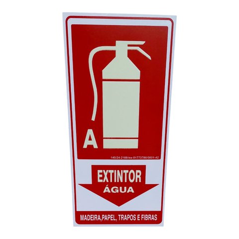 Placa de Sinalização Fotoluminescente Extintor Agua 15x30