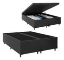 Ver imagem 1 de Cama Box Bau Bipartido Casal Suede Premium Santo Box Bipartido 47x138x188:preto