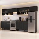 Ver imagem 1 de Armário de Cozinha Completa Atlanta Celine 12 Portas MDP 330cm Preto Touch Móveis Carraro