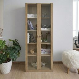 Armário para Escritório com 2 Portas de Vidro e 5 Prateleiras ME4115 Marrom - 1 Armário para Escritório com 2 Portas de Vidro e 5 Prateleiras ME4115 Marrom - 1
