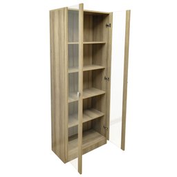 Armário para Escritório com 2 Portas de Vidro e 5 Prateleiras ME4115 Marrom - 10 Armário para Escritório com 2 Portas de Vidro e 5 Prateleiras ME4115 Marrom - 10