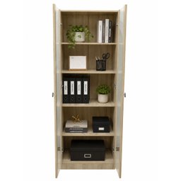 Armário para Escritório com 2 Portas de Vidro e 5 Prateleiras ME4115 Marrom - 7 Armário para Escritório com 2 Portas de Vidro e 5 Prateleiras ME4115 Marrom - 7