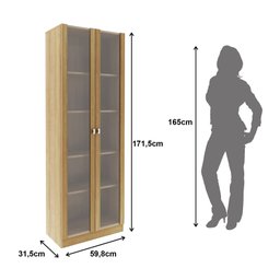 Armário para Escritório com 2 Portas de Vidro e 5 Prateleiras ME4115 Marrom - 4 Armário para Escritório com 2 Portas de Vidro e 5 Prateleiras ME4115 Marrom - 4