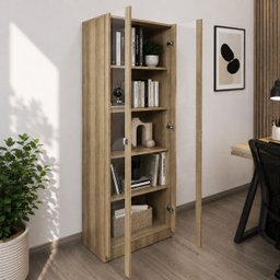 Armário para Escritório com 2 Portas de Vidro e 5 Prateleiras ME4115 Marrom - 9 Armário para Escritório com 2 Portas de Vidro e 5 Prateleiras ME4115 Marrom - 9