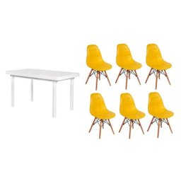 Kit Mesa de Jantar França 160x80 Branca + 6 Cadeiras Charles Eames Botonê - 1