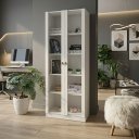 Ver imagem 1 de Armário para Escritório com 2 Portas de Vidro e 5 Prateleiras ME4115 Branco