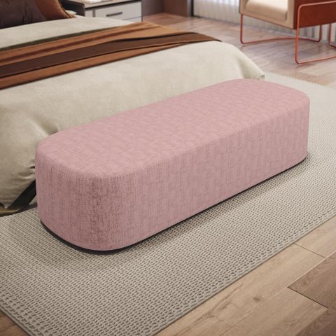 Puff Decorativo Orgânico para Living Quarto 140cm Doha W01 Linho Rosa - Lyam Decor