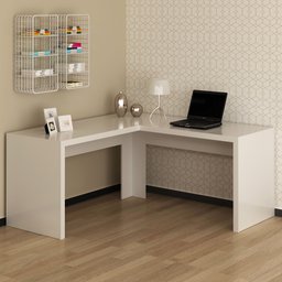 Escrivaninha Mesa Escritório Angular em L ME4116 157,3cm Branco - 1