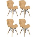Ver imagem 1 de Kit 04 Cadeiras Charles Eames Eiffel Slim Wood Estofada - Nude Escuro Nude Escuro