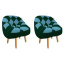 Ver imagem 1 de Kit 02 Poltrona Paloma Escritório Sala Pé Palito Suede Verde e Suede Azul Turquesa - Dominic Decor