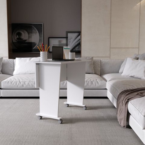 Escrivaninha Mesa Escritório Dobrável com Rodízio ME4117 80cm Branca